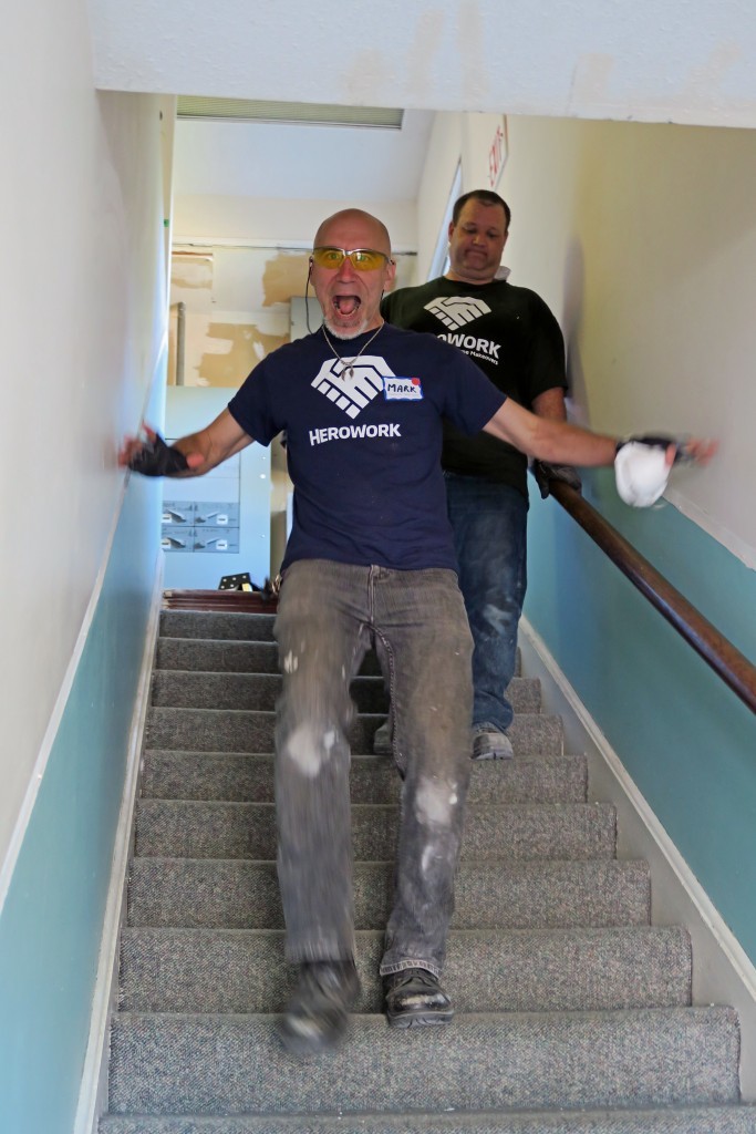 Mark looking ecstatic at the fixed staircase leading up to The Citizens' Counselling Centre.